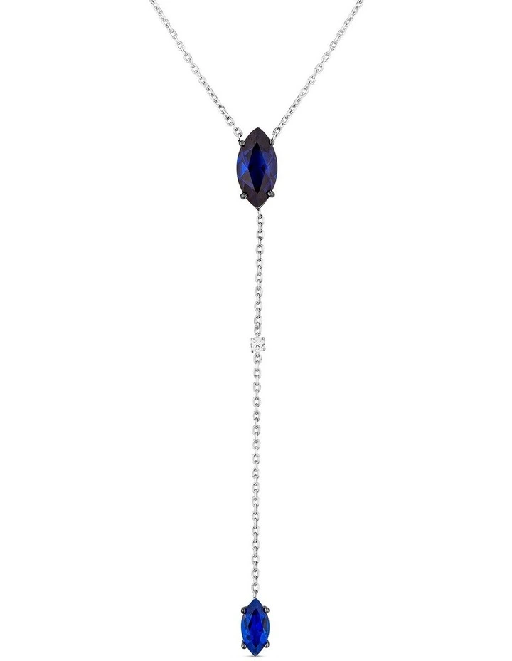Natural Drop Necklace With Sapphires in Silver image 2