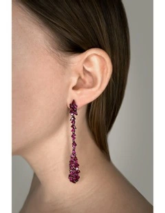 Renewed Drop Earrings With Rubys in Black Rhodium