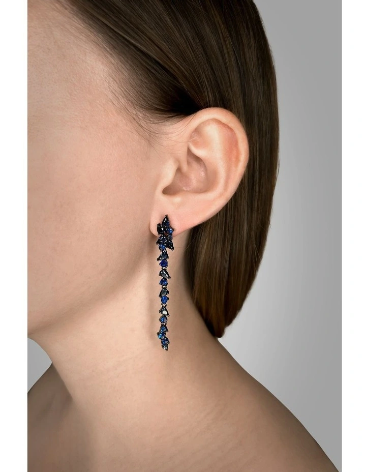 Renewed Earrings With Sapphires in Black Rhodium image 2