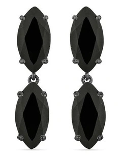Natural Drop Earrings With Black Diamonds in Black Rhodium