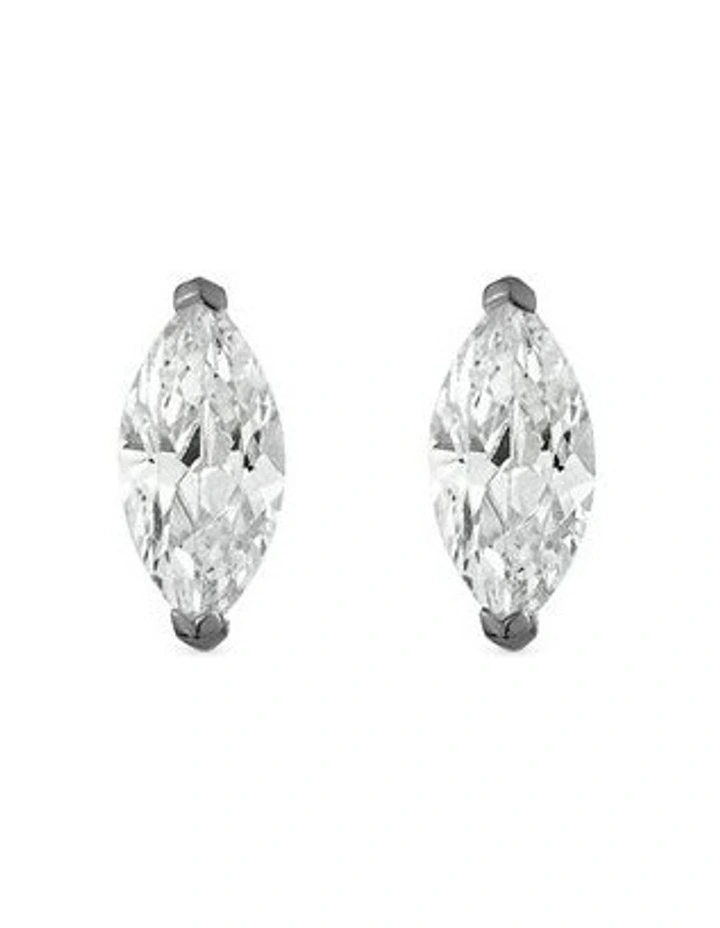 Natural Stud Earrings With Diamonds in Black Rhodium image 1