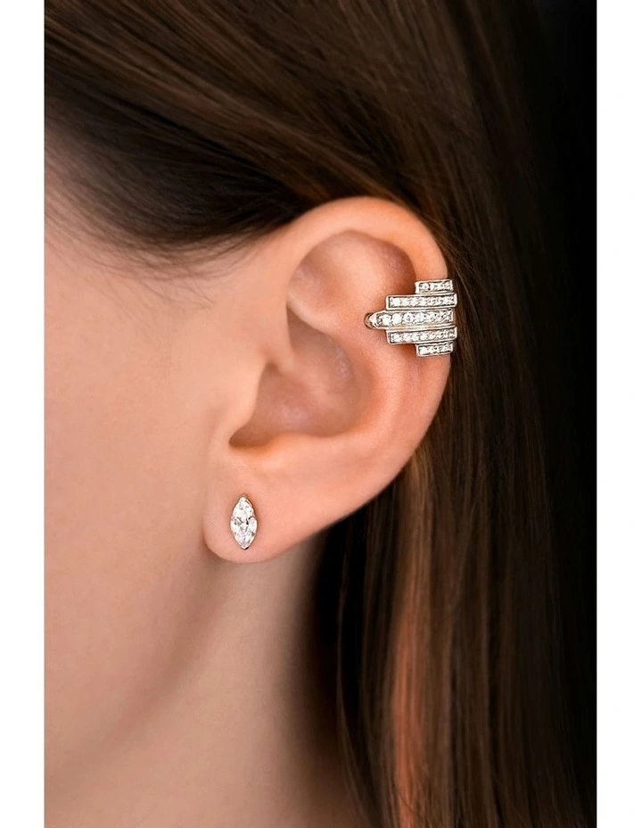 Natural Stud Earrings With Diamonds in Black Rhodium image 2