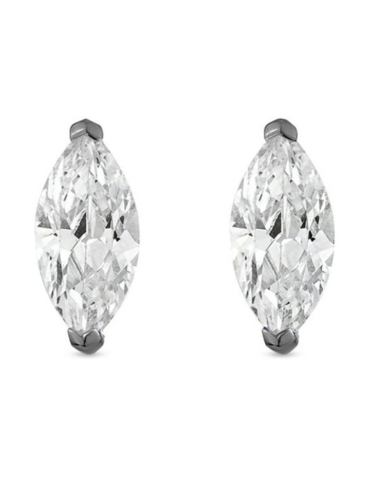 Natural Stud Earrings With Diamonds in Black Rhodium image 3