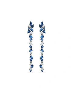 Renewed Earrings With Sapphires Diamonds in Black Rhodium