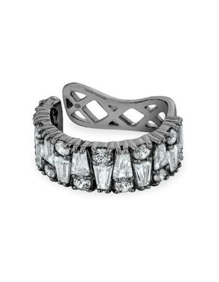 Culture Ear Cuff with Diamonds in Black Rhodium image 1