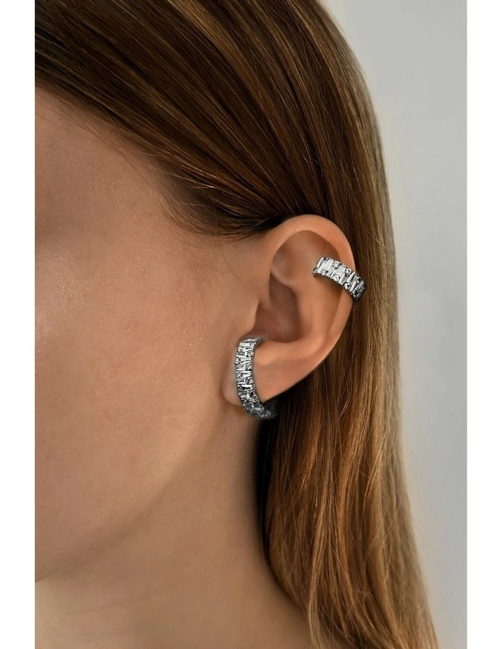Culture Ear Cuff with Diamonds in Black Rhodium image 2