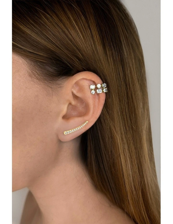 Revival Ear Cuff with Diamonds in Silver image 2