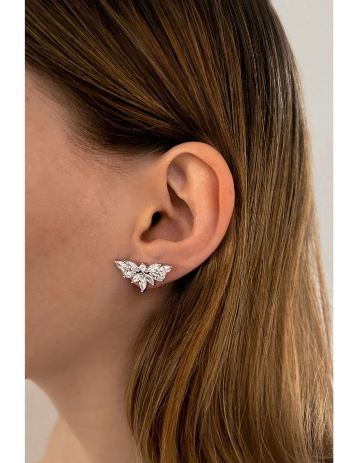 Emergence Ear Climber with Diamonds in Silver image 2
