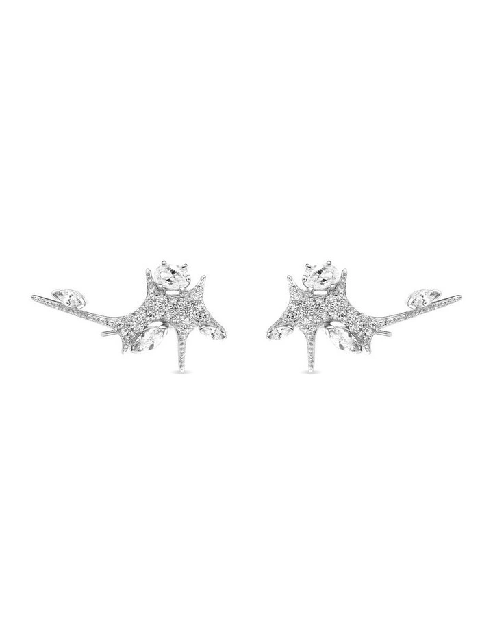Natural Ear Climber with Diamonds in Silver image 1