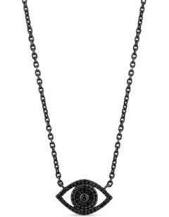 Protection Necklace with Black Diamonds in Black Rhodium