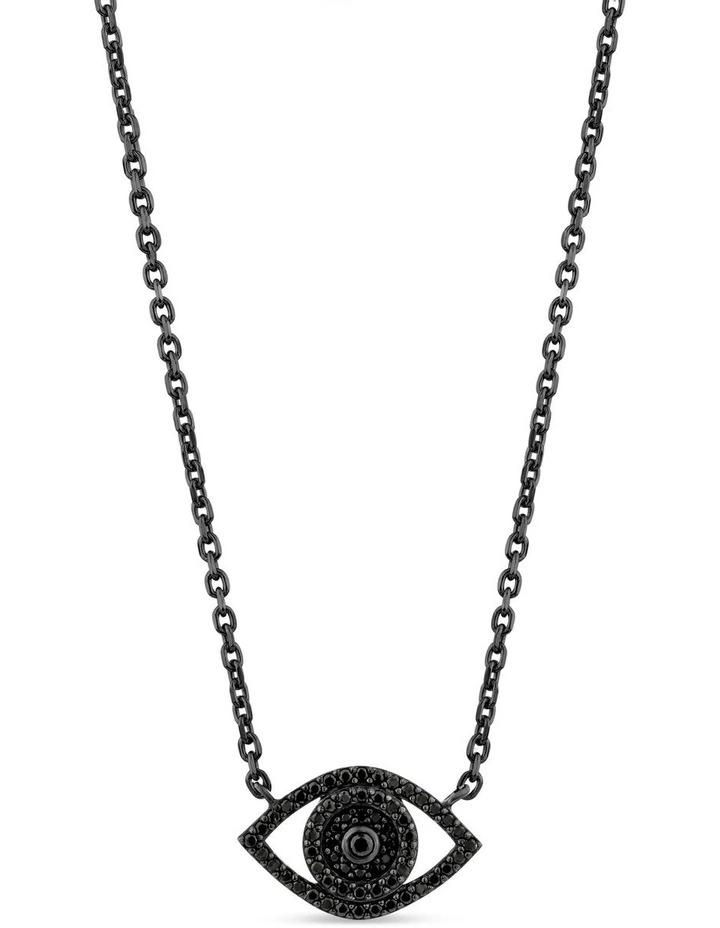 Protection Necklace with Black Diamonds in Black Rhodium image 1