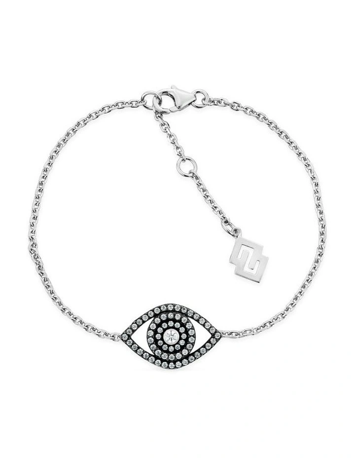 Protection Bracelet with Diamonds in Silver & Black Rhodium image 1