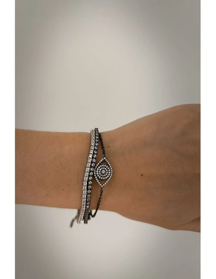 Protection Bracelet with Diamonds in Silver & Black Rhodium image 2