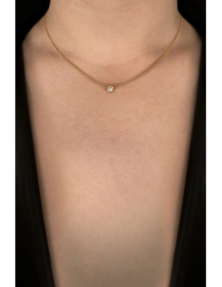 Minx Solitaire Necklace with Diamond in Gold image 2