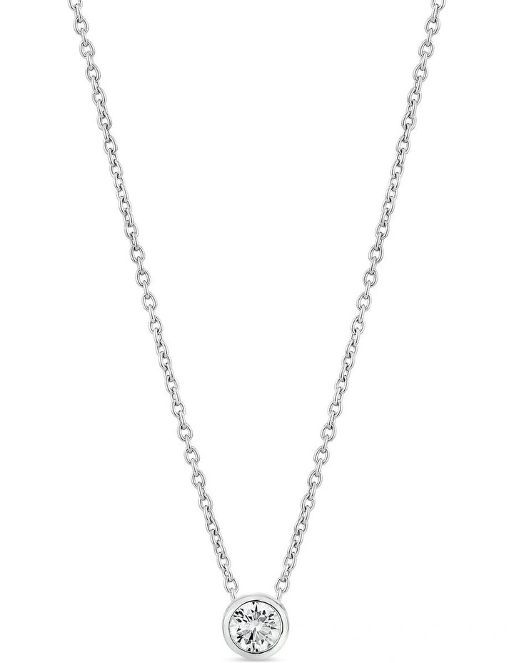 Minx Solitaire Necklace with Diamond in Silver image 1