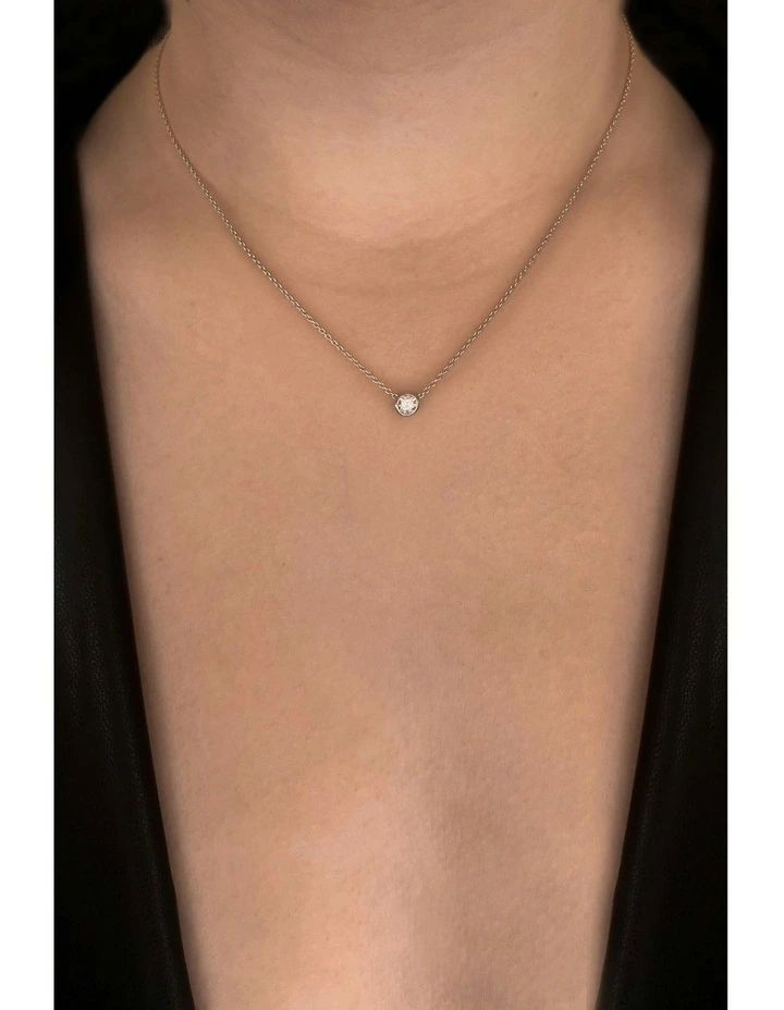 Minx Solitaire Necklace with Diamond in Silver image 2