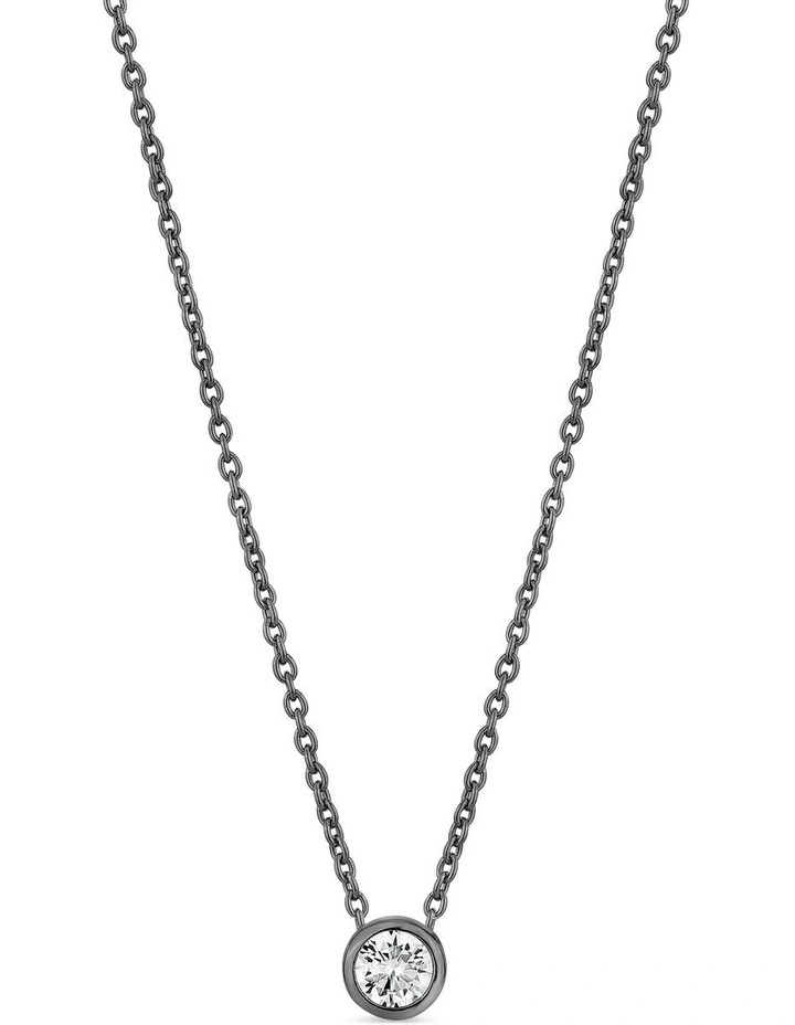 Minx Solitaire Necklace with Diamond in Black Rhodium image 1