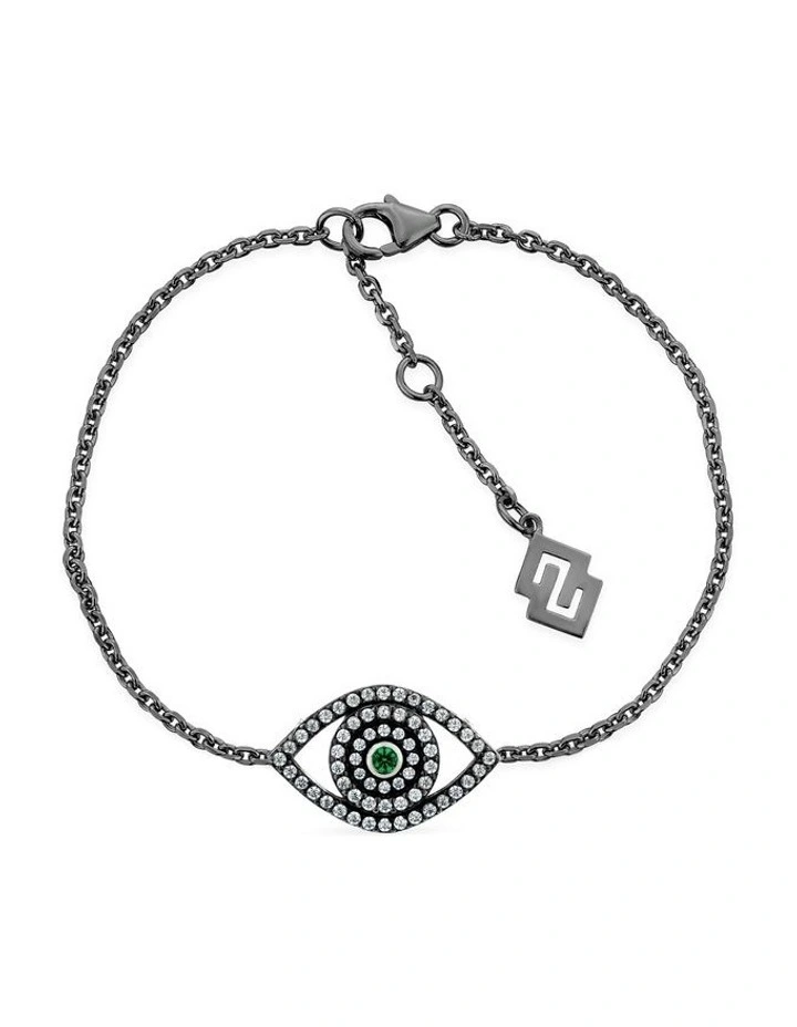 Protection Bracelet with Emerald &  with Diamonds in Black Rhodium image 1