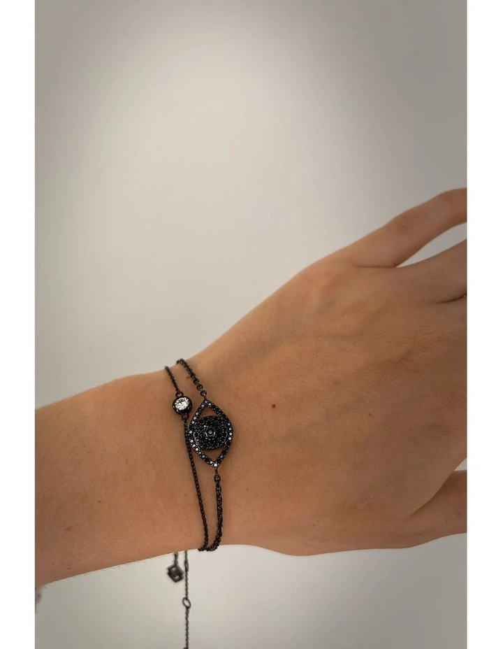 Protection Bracelet with Emerald &  with Diamonds in Black Rhodium image 2