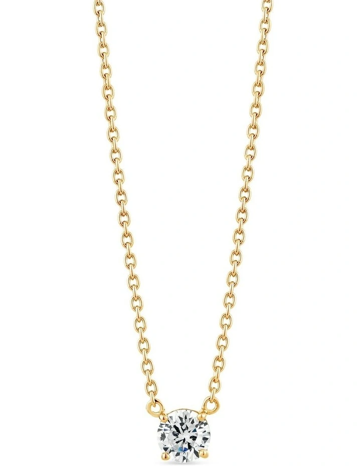Raw Solitaire Necklace with Diamond in Gold image 1