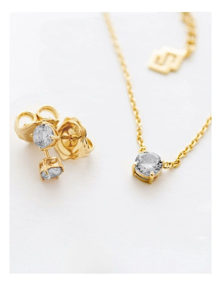 Raw Solitaire Necklace with Diamond in Gold image 3