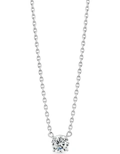 Raw Solitaire Necklace With Diamond in Silver