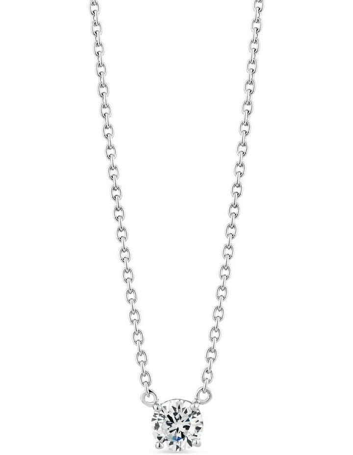 Raw Solitaire Necklace With Diamond in Silver image 1