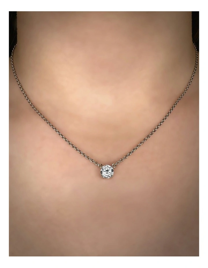 Raw Solitaire Necklace With Diamond in Silver image 2