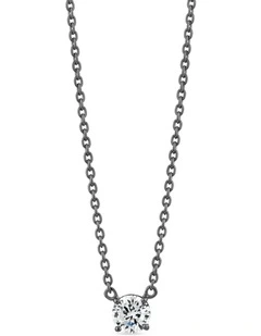 Raw Solitaire Necklace With Diamond in Black