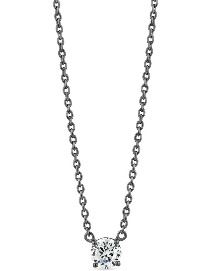 Raw Solitaire Necklace With Diamond in Black image 1