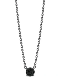 Raw Solitaire Necklace With Diamond in Black
