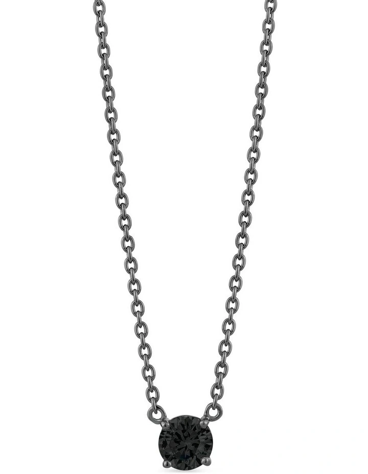Raw Solitaire Necklace With Diamond in Black image 1