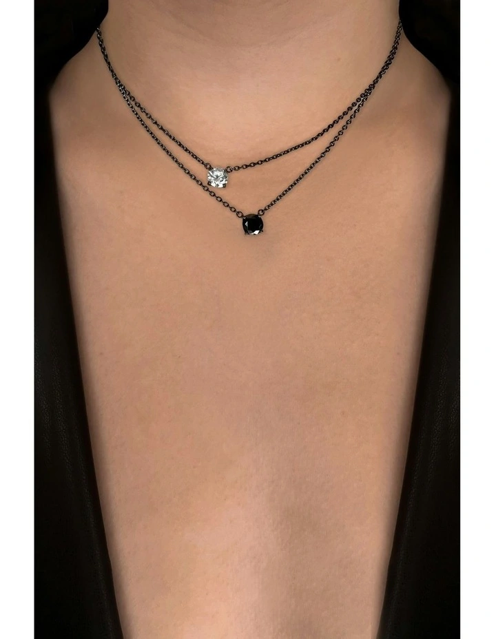 Raw Solitaire Necklace With Diamond in Black image 2