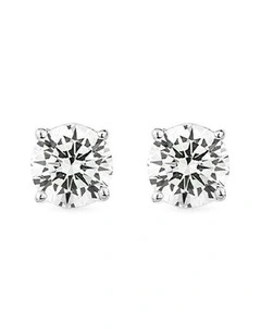 Solitaire Studs With Diamonds in Silver