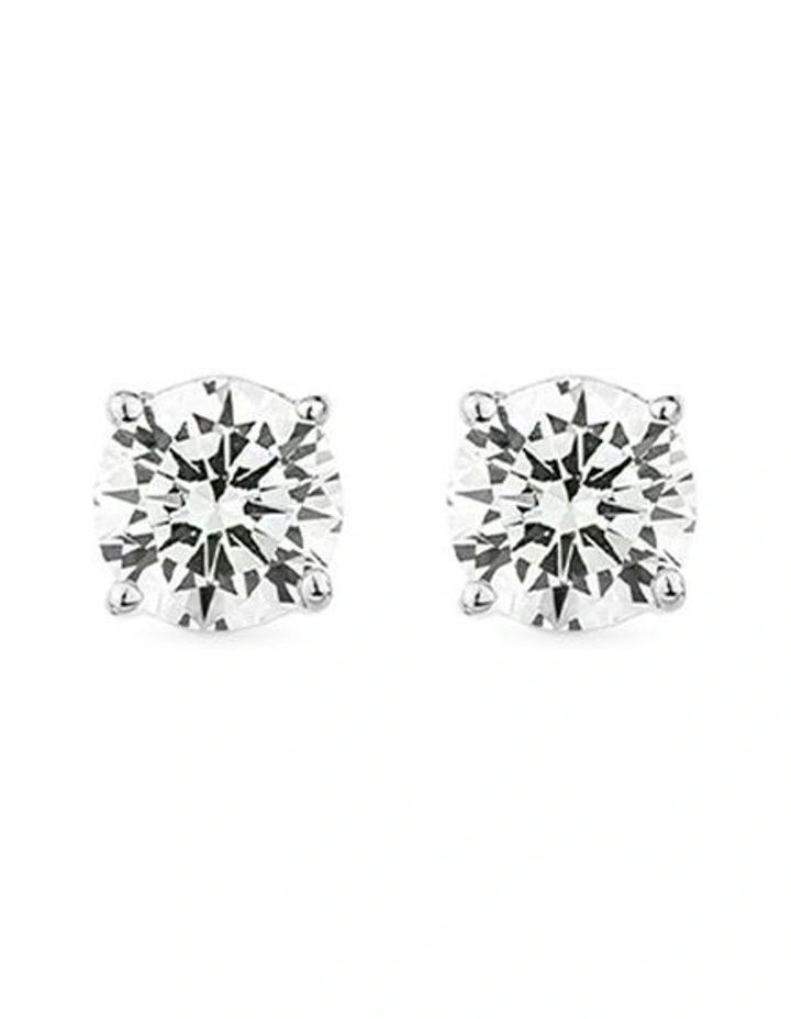 Solitaire Studs With Diamonds in Silver image 1