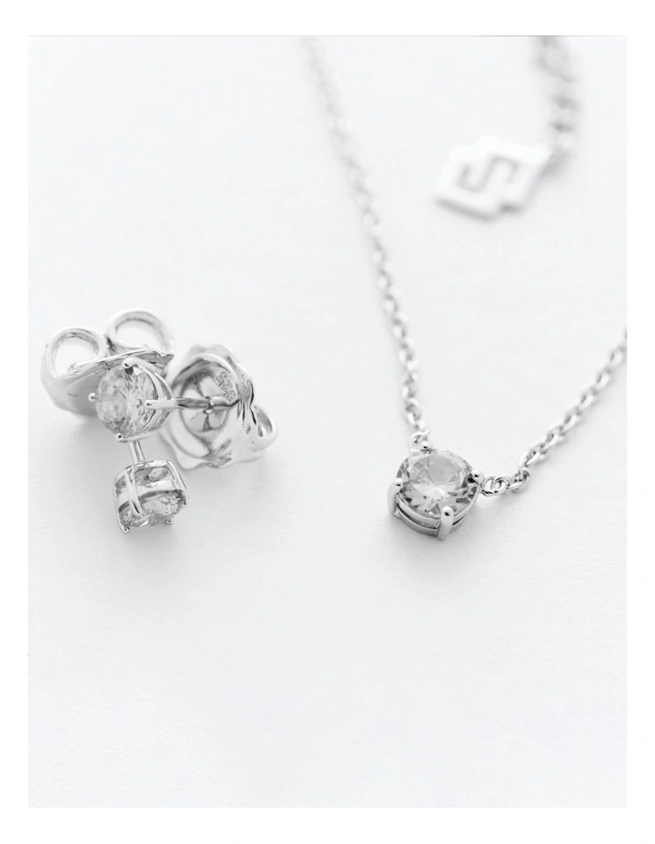 Solitaire Studs With Diamonds in Silver image 3