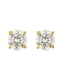 Solitaire Studs With Diamonds in Gold