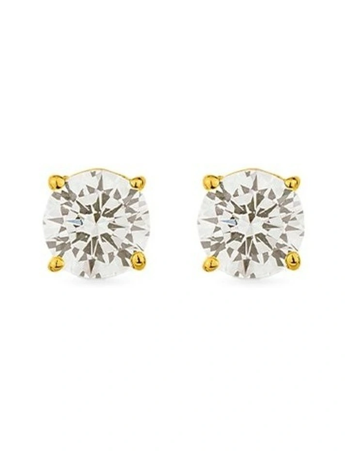 Solitaire Studs With Diamonds in Gold image 1