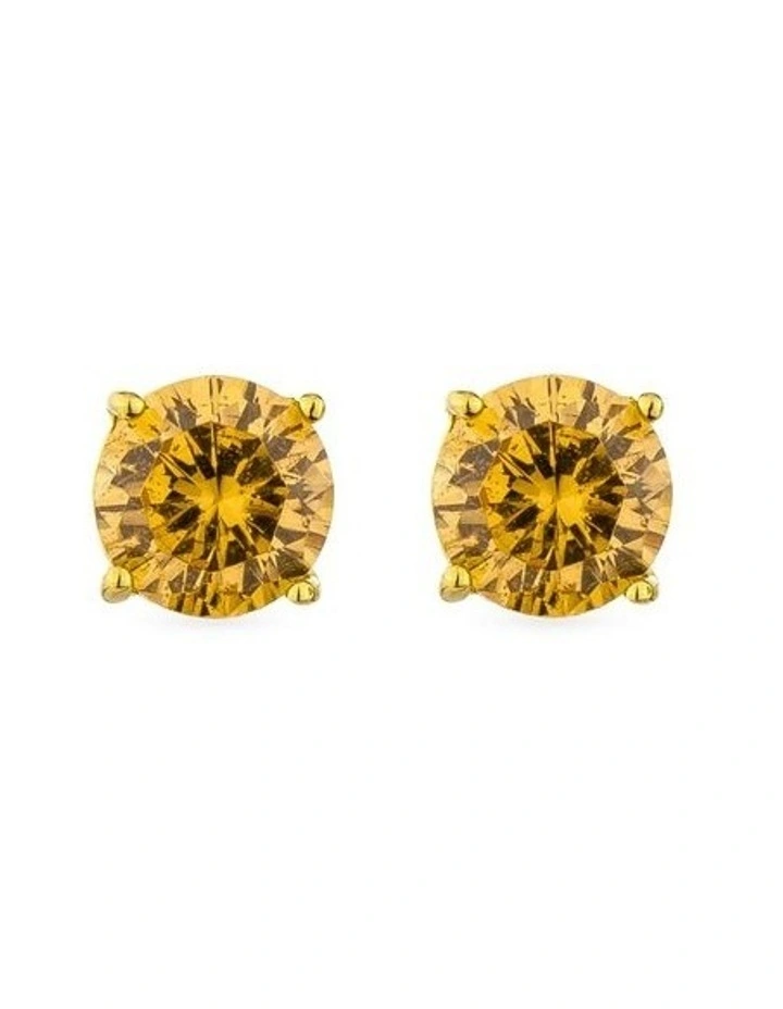 Solitaire Studs With Diamonds in Gold image 1