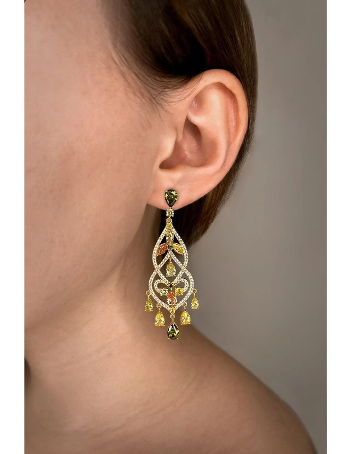 Chandelier Earrings with Diamonds & with Mixed Diamonds in Gold image 2