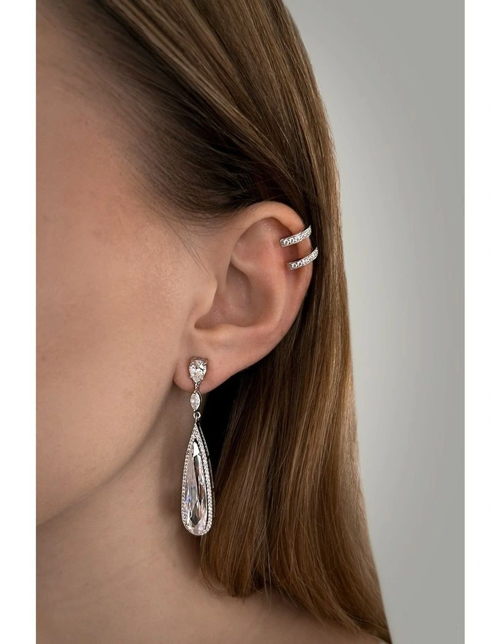 Seduction Earrings with Diamonds in Silver image 2