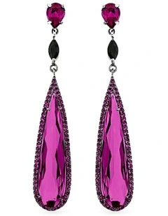 Seduction Earrings with Rubys & with Black Diamonds in Black Rhodium