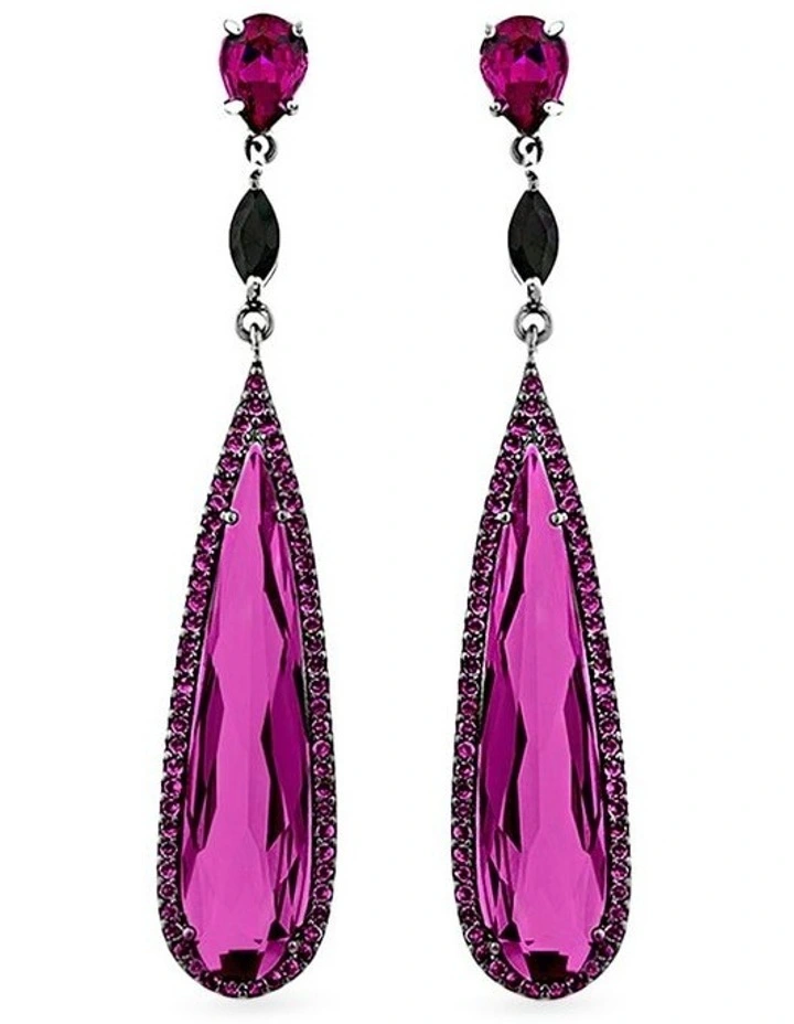 Seduction Earrings with Rubys & with Black Diamonds in Black Rhodium image 1