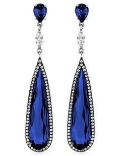 Seduction Earrings with Sapphires & with Diamonds in Silver & Black Rhodium