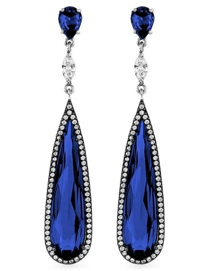 Seduction Earrings with Sapphires & with Diamonds in Silver & Black Rhodium image 1