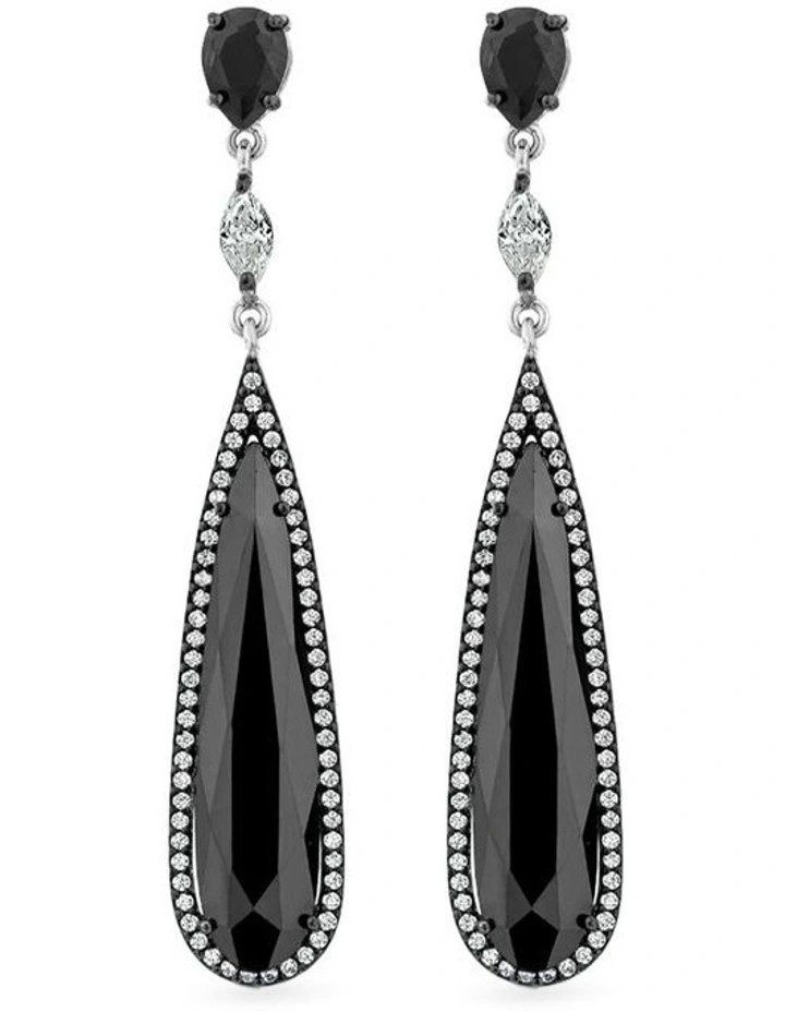 Seduction Earrings with Black Diamonds & with Diamonds in Silver/Black Rhodium image 1