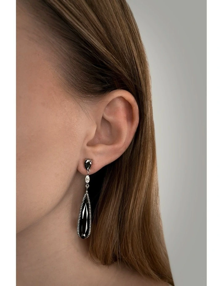 Seduction Earrings with Black Diamonds & with Diamonds in Silver/Black Rhodium image 2