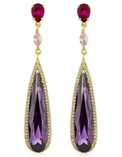 Seduction Earrings with Amethysts and Rubys in Gold