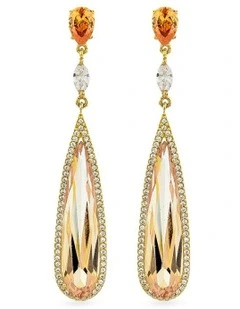 Seduction Earrings with Champagne Diamonds in Gold