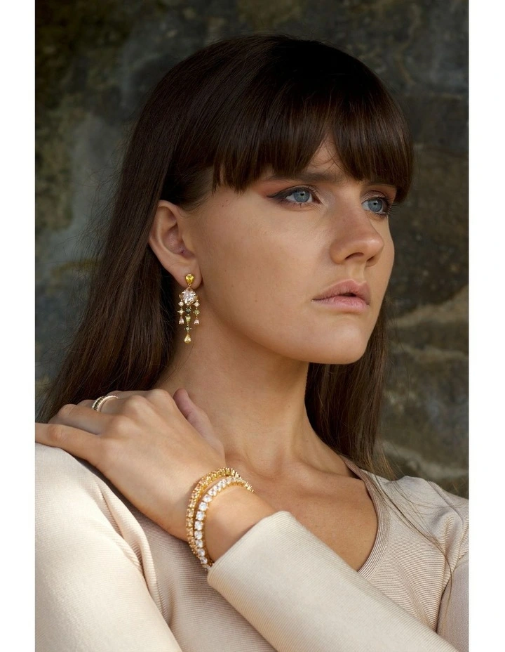 Luxe Jewel Earrings with Diamonds in Silver image 2